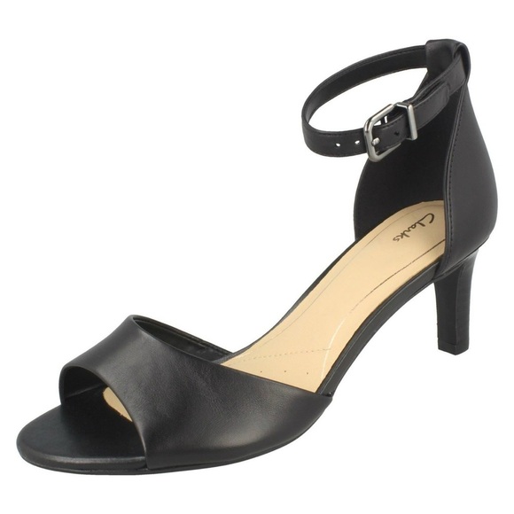 Clarks Shoes - Ladies Clarks Laureti Grace Smart Leather Heeled Sandals - D Width size 6